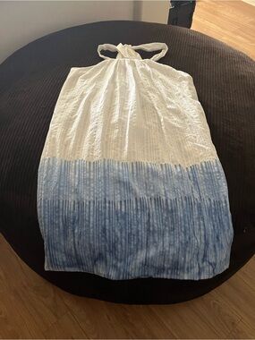 White and Light Blue Halter Dress